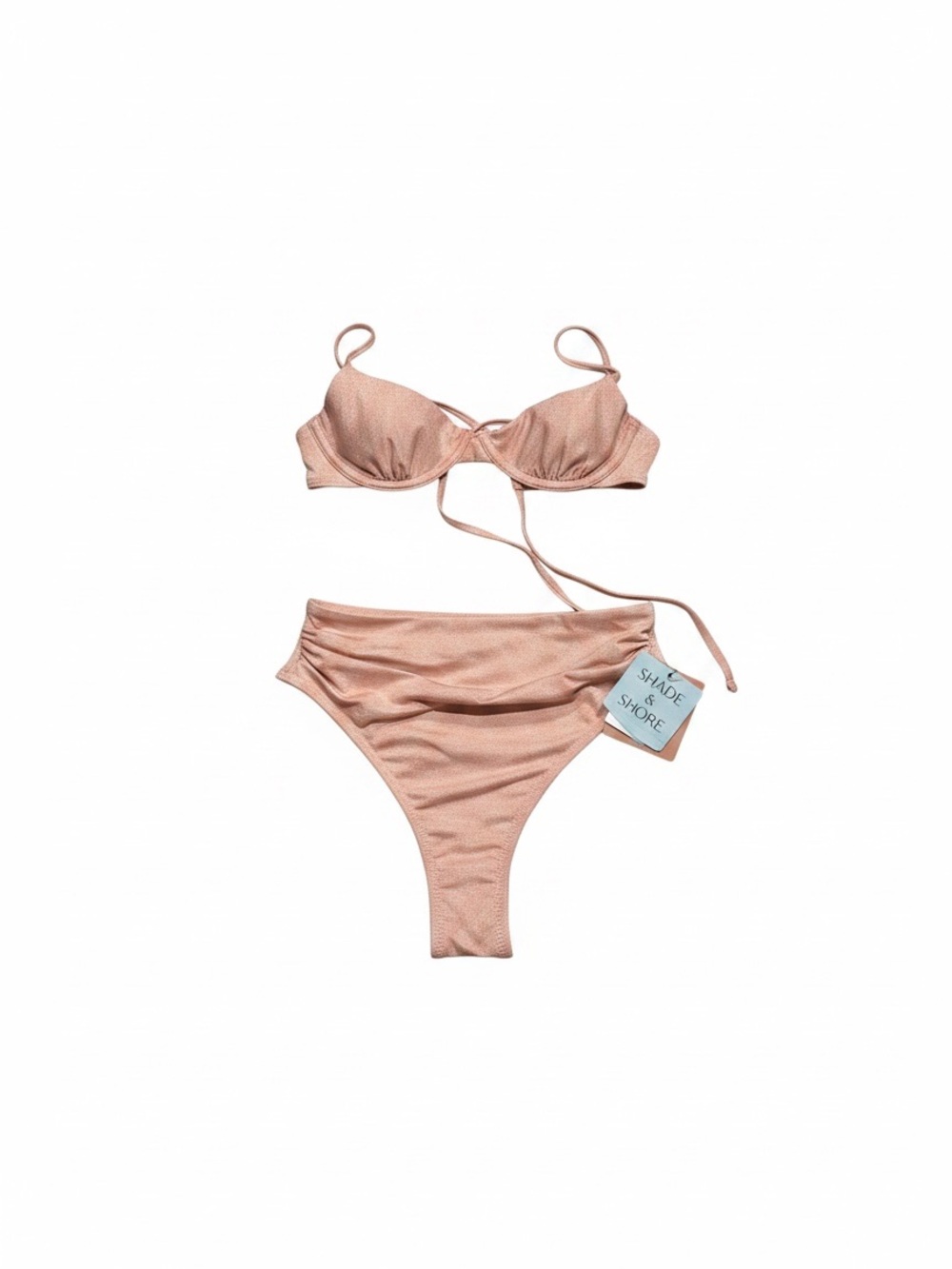Shade & Shore Pink Shimmer Bikini Set Sz S New